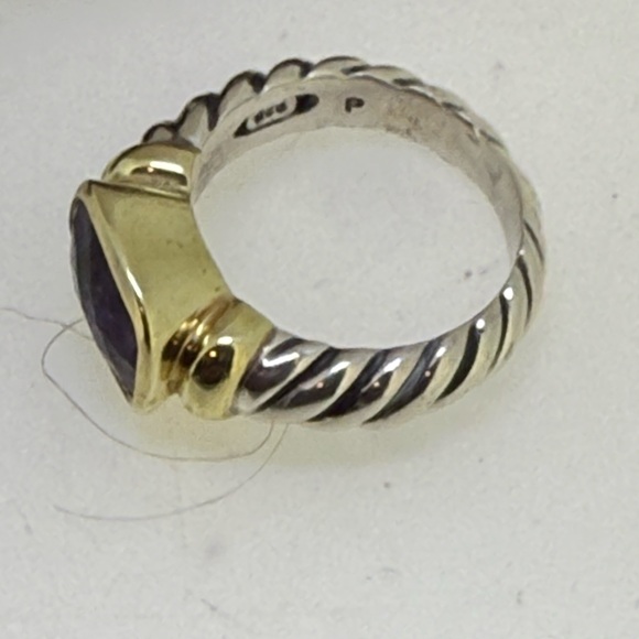 David Yurman 14K Yellow Gold & Sterling Silver Amethyst Noblesse Cable Ring Sz 6 - Picture 10 of 16